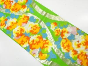 アンティーク　立涌に抽象花模様織り出し袋帯（着用可）